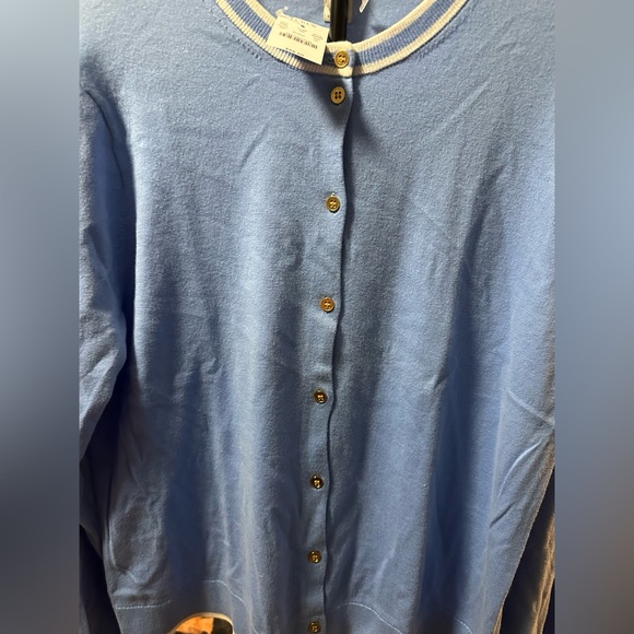 J.Crew Women's Blue Tipped Cotton Cardigan Sweater XL NWT - Preppy Classic - Picture 3 of 9